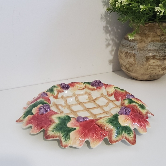 Vintage Fitz and Floyd  Autumn Leaves Grapes Bowl - Picture 2 of 5